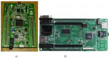 Відлагоджувальна плата (а) та  система керування (б) БРІ та ФКП на мікроконтролері STM32F407VGT6